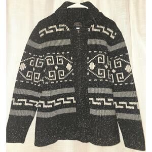 Pendleton Woolen Mills Mens M Southwestern Aztec Lodge Zip Sweater Black